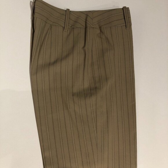 Ann Taylor Loft Striped Straight Leg Cuffed Mid-Rise Trousers Tan + Green Sz 6 - Picture 6 of 10